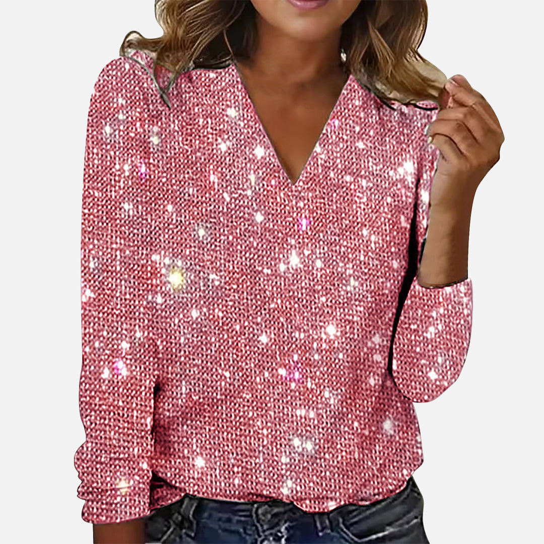 Danielle™ | Sparkling V-Neck Blouse