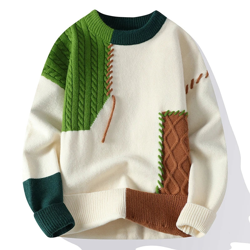 Nordé Men's Turtleneck Patchwork Sweater