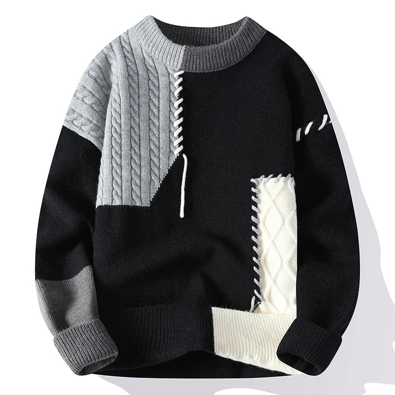 Nordé Men's Turtleneck Patchwork Sweater