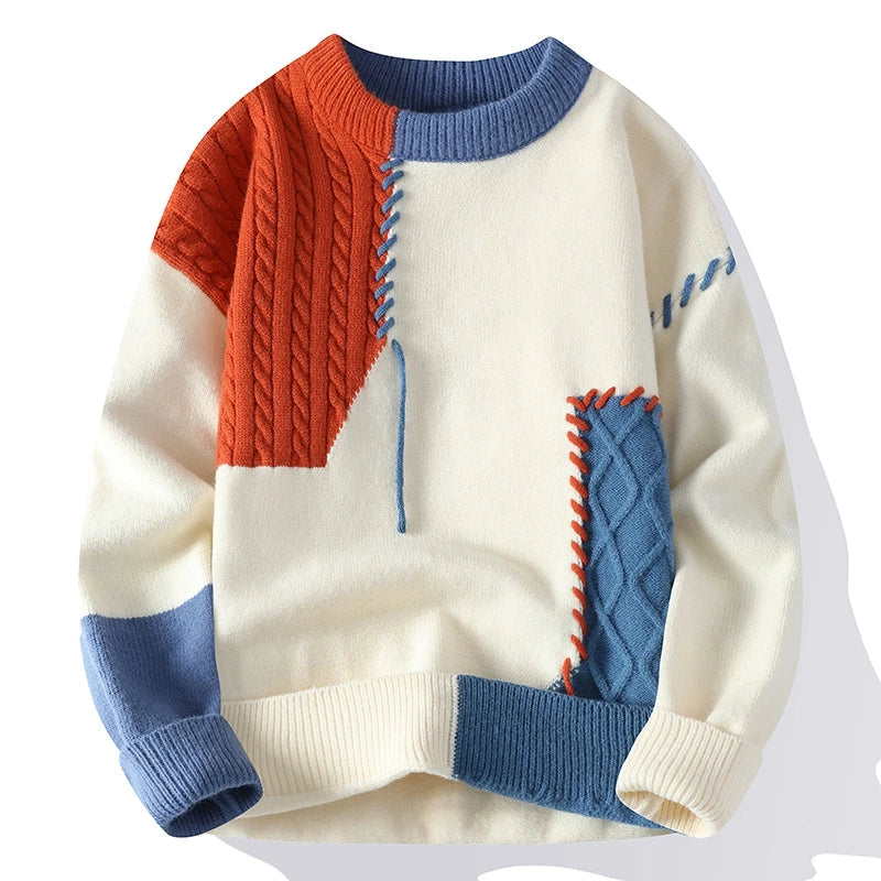 Nordé Men's Turtleneck Patchwork Sweater