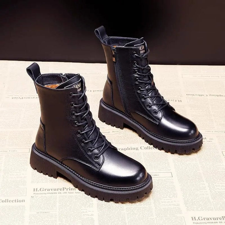 Irma™ | Black Leather Winter Boots