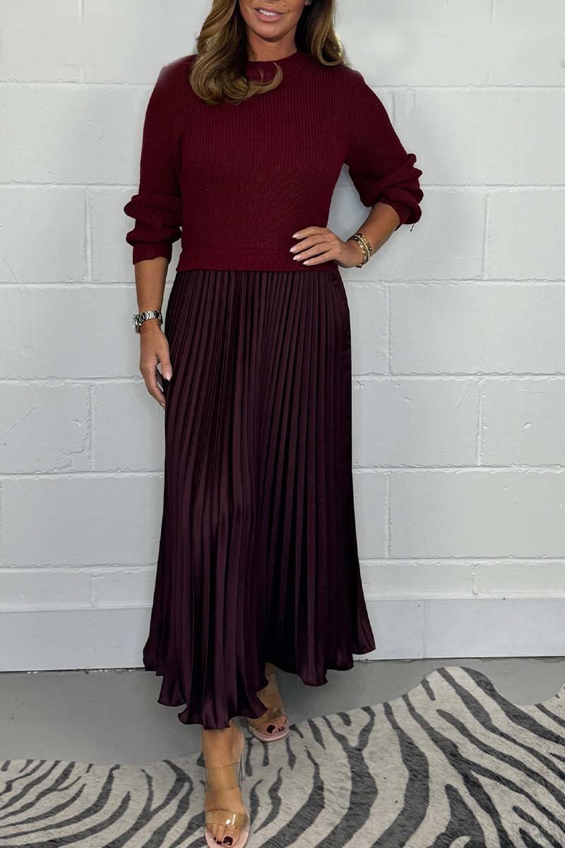 Erica™ | Long Sweater with Pleated Skirt