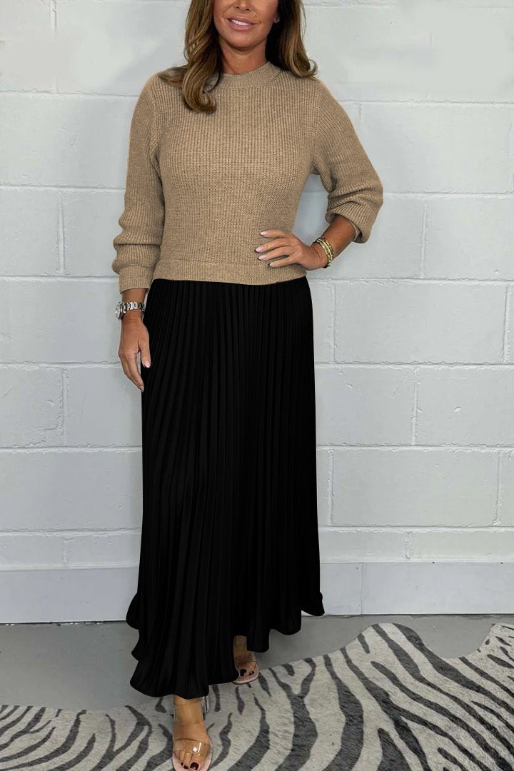 Erica™ | Long Sweater with Pleated Skirt