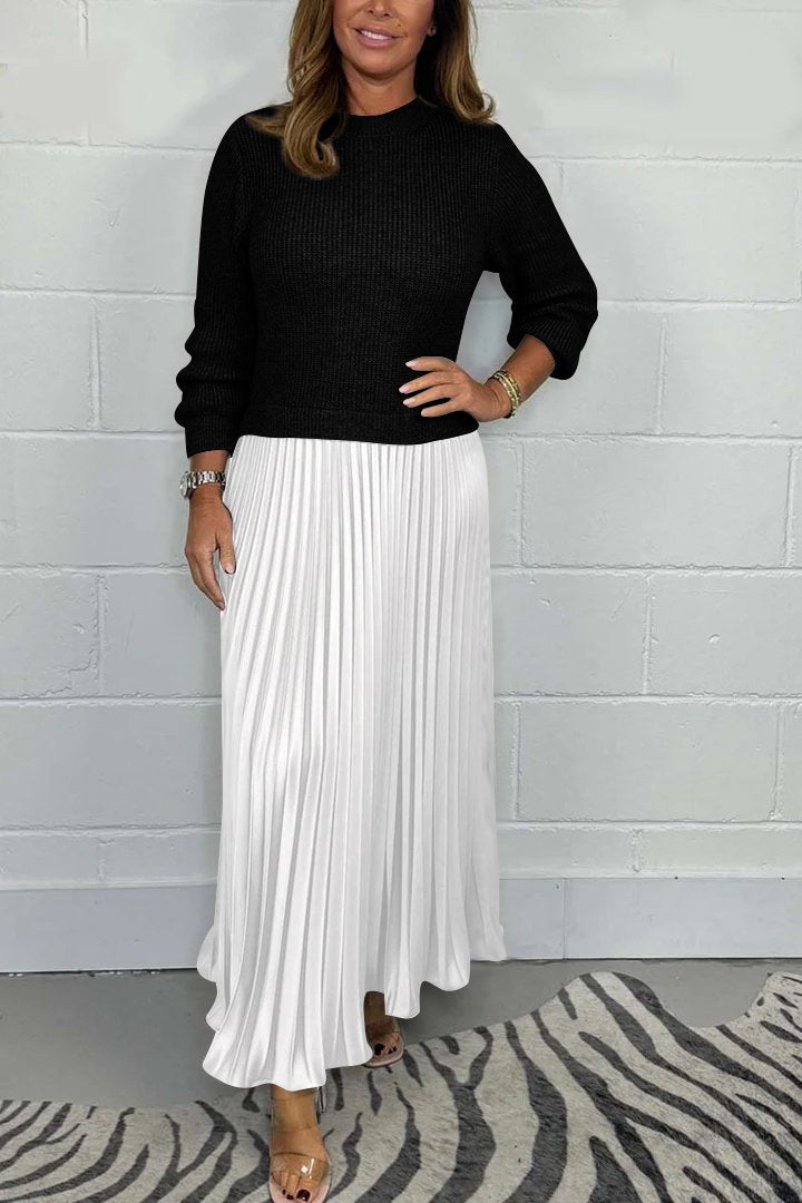 Erica™ | Long Sweater with Pleated Skirt